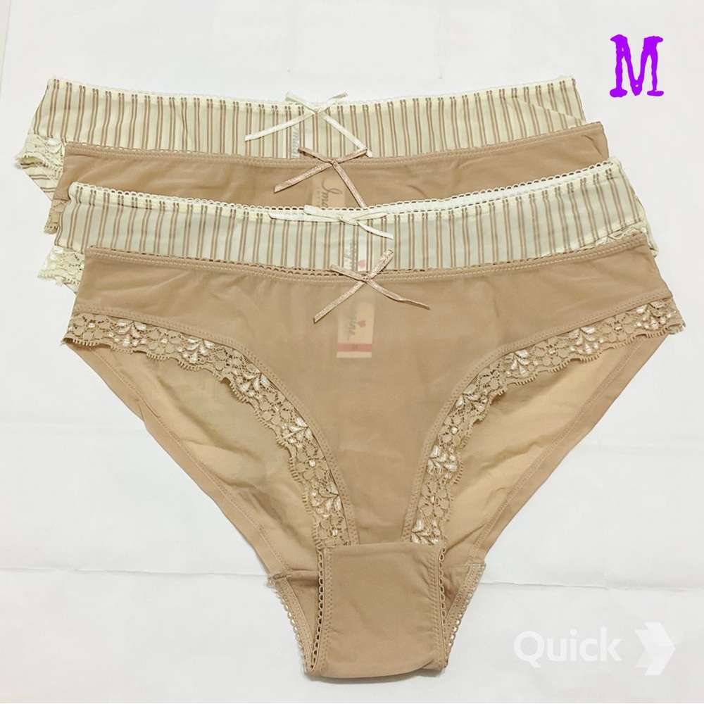 M - New 4 pcs Solid / Stripe Low-Rise Bikinis